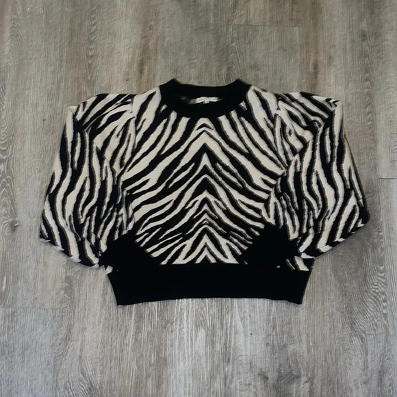 Anthropologie Moon River Lucius Zebra Print Puff Sleeve Sweater medium lucija - Picture 2 of 8